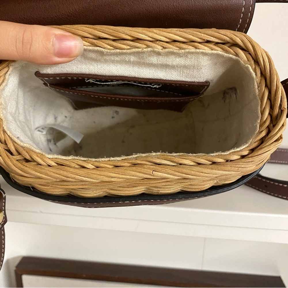 Tommy Bahama Chocolate Wicker Rattan Crossbody Bag Basket Purse Nautical - Picture 9 of 9
